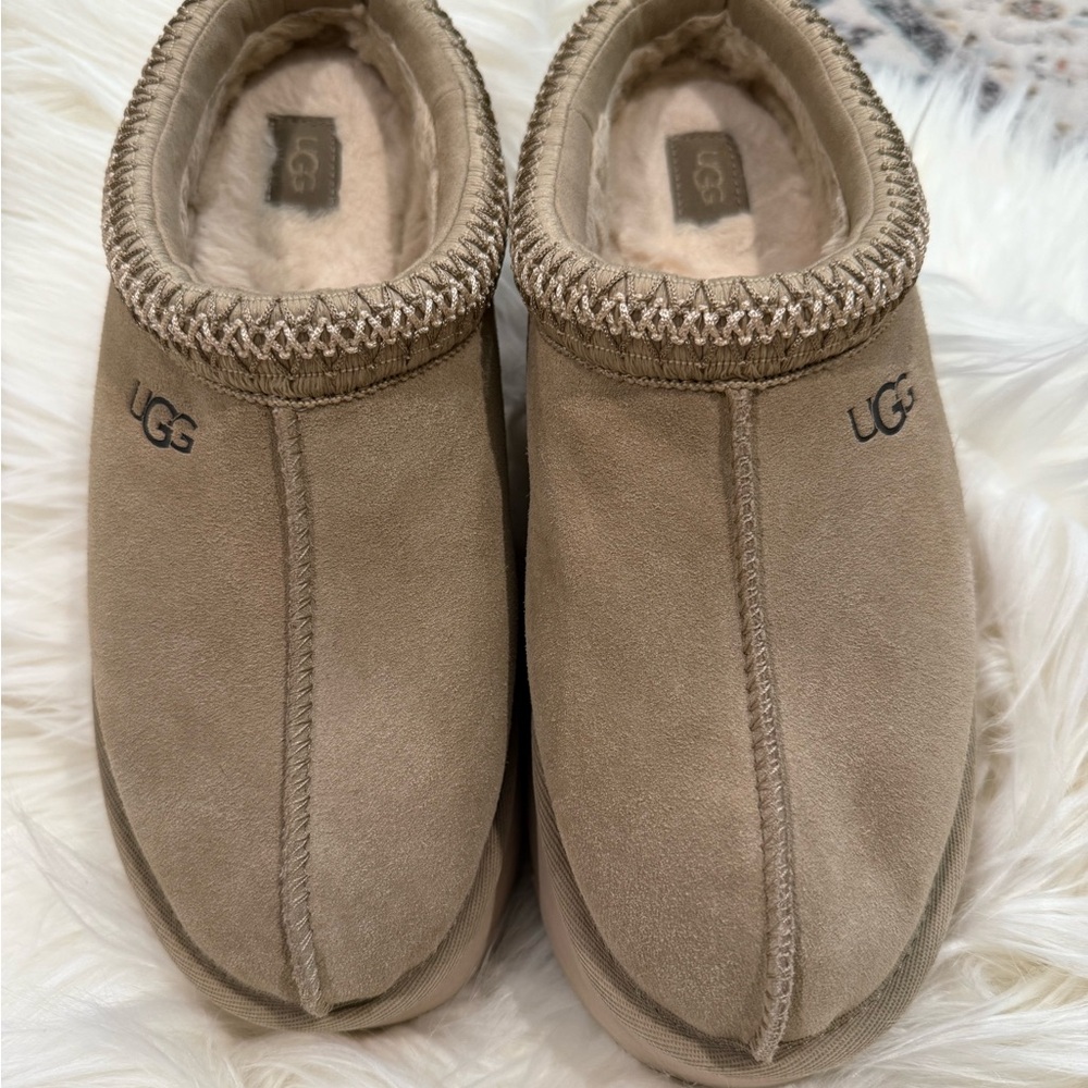 UGG Tazz Beige Suede Slip-Ons